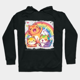 Cute Rainbow Cats - Colorful Cat Kitten Lover Hoodie